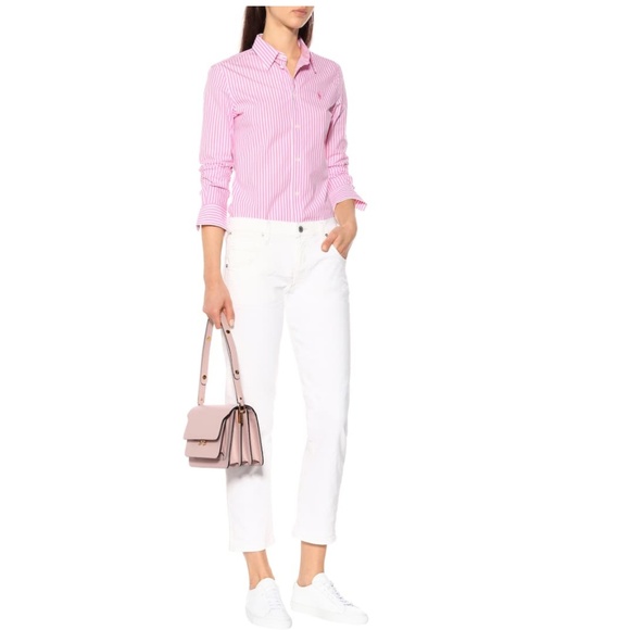 NWT RALPH LAUREN CUSTOM FIT PINK/WHITE POLO -8 - Picture 1 of 8